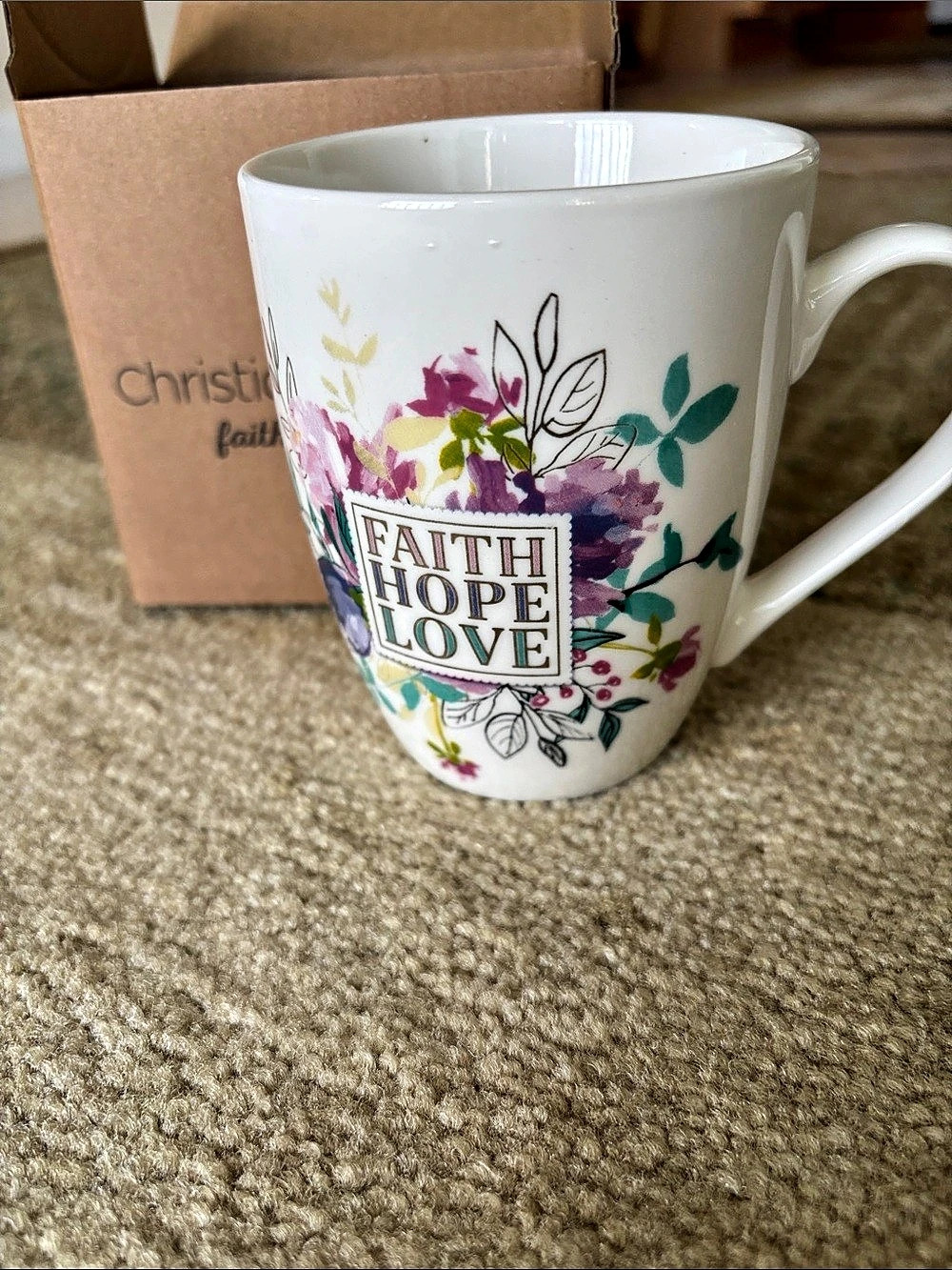 NWT Faith Hope Love Floral Mug - Picture 3 of 7